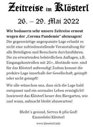 Zeitreise 2022 - Absage